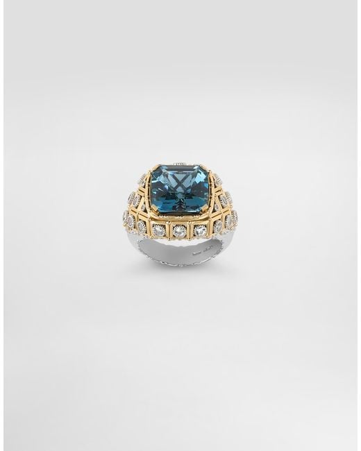 Dolce & Gabbana Blue Eleganza Ring 18-Carat And, Topazes, And Sapphires