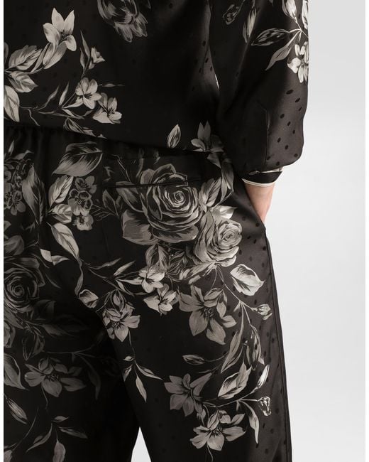 Flower Bouquet-Print Vanity Jacquard Twill Trousers Dolce & Gabbana de hombre de color Black
