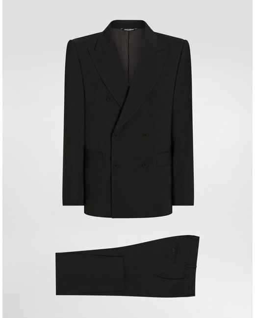 Dolce & Gabbana Black Double-breasted Stretch Wool Sicilia-fit Suit for men