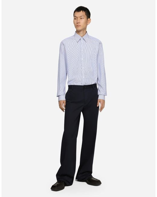 Dolce & Gabbana White Striped Cotton Martini-Fit Shirt for men