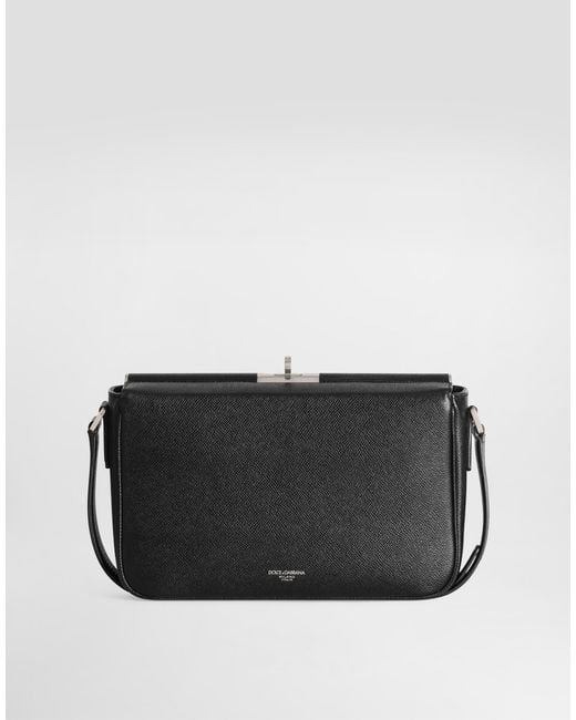 Dolce & Gabbana Black Marlene Alpine Calfskin Crossbody Bag for men