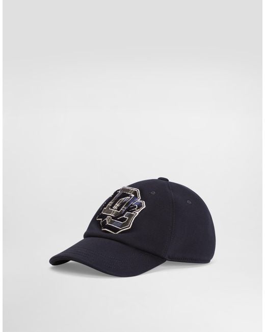 Dolce & Gabbana Blue Fleece Baseball Hat With Logo for men