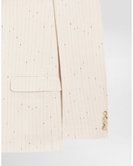 Dolce & Gabbana Natural Single Breasted Pinstriped Finish Jacket for men