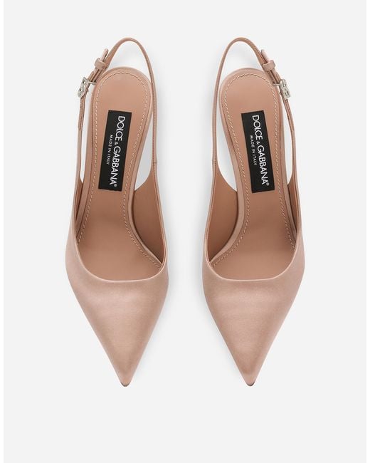 Slingbacks En Satin Dolce & Gabbana en coloris White