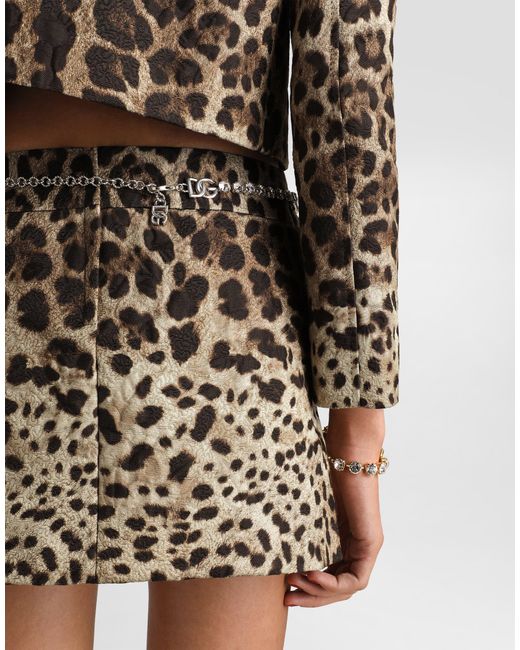 Dolce & Gabbana Natural Leo- Brocade Mini Skirt