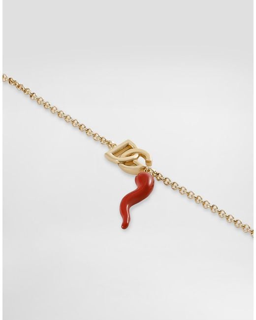 Pulsera Con Logotipo Dg Y Detalle De Cuerno Dolce & Gabbana de color White