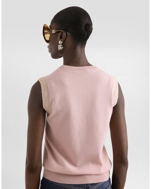 Dolce & Gabbana Pink Cashmere Tank Top
