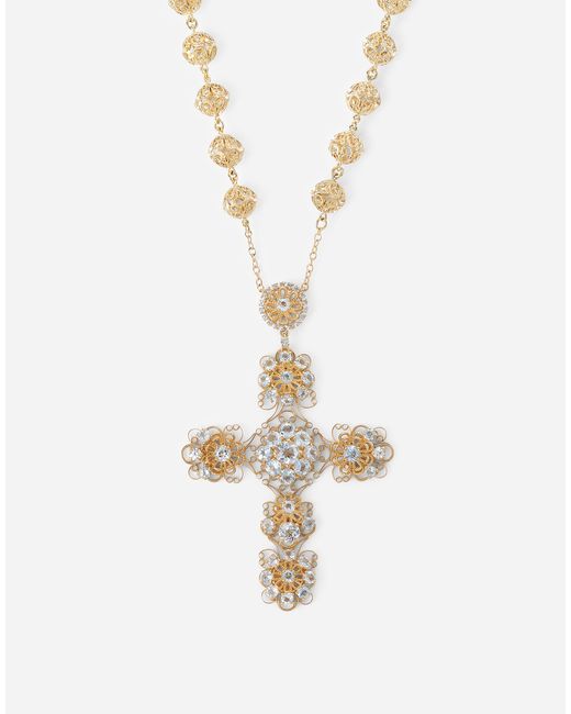 Dolce & Gabbana White Filigree Necklace 18-Carat And Aquamarines