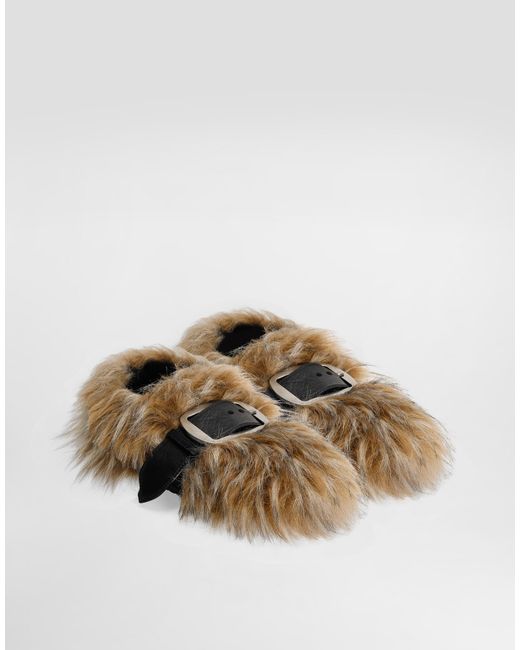 Dolce & Gabbana Multicolor Fur Loafers