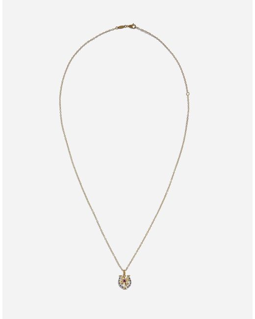Dolce & Gabbana White Good Luck Necklace 18 Carat And And Rubies for men