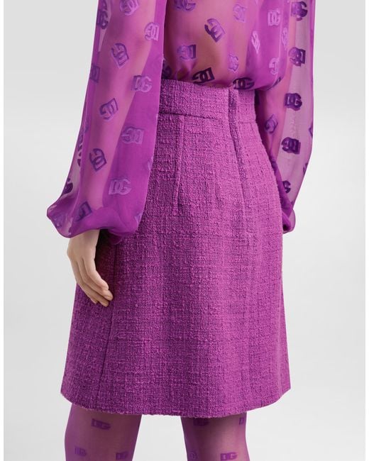 Dolce & Gabbana Rachel Tweed Skirt Purple