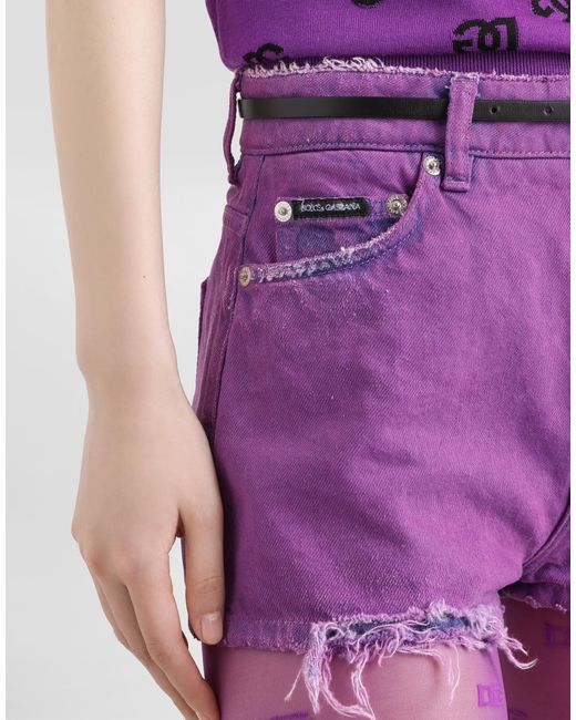 Dolce & Gabbana Purple Denim Shorts