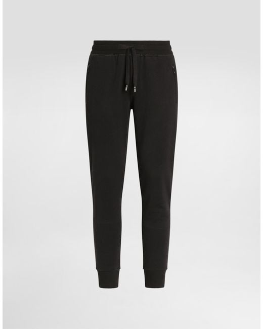 Dolce & Gabbana Black Jersey Jogging Pants With Branded Tag for men
