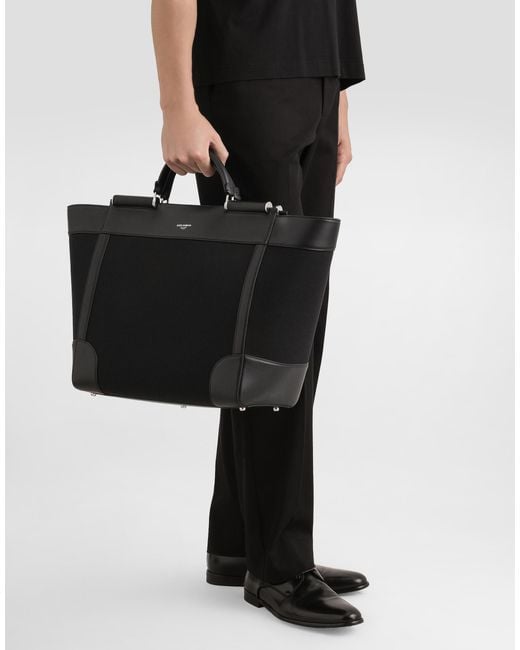 Dolce & Gabbana Black Logo-Lettering Tote Bag for men