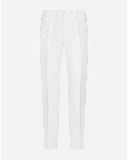 Dolce & Gabbana White Linen Pants for men