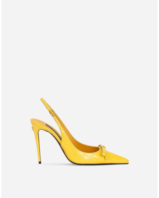 Dolce & Gabbana Yellow Patent Leather Slingbacks