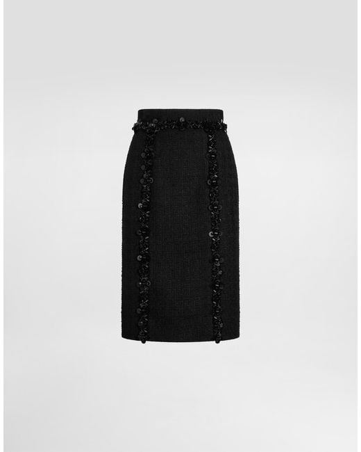 Dolce & Gabbana Black Stretch Mat Sheath Skirt