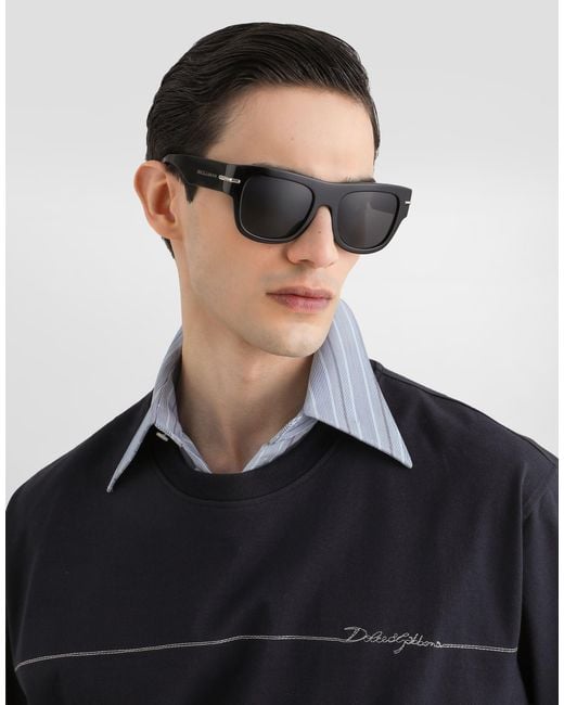 Dolce & Gabbana Black Cotton T-Shirt With Logo for men