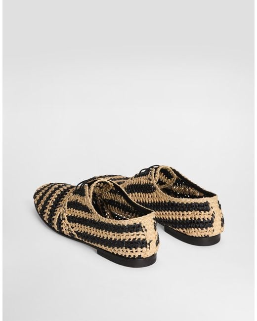 Dolce & Gabbana White Woven Raffia Derby Shoes for men