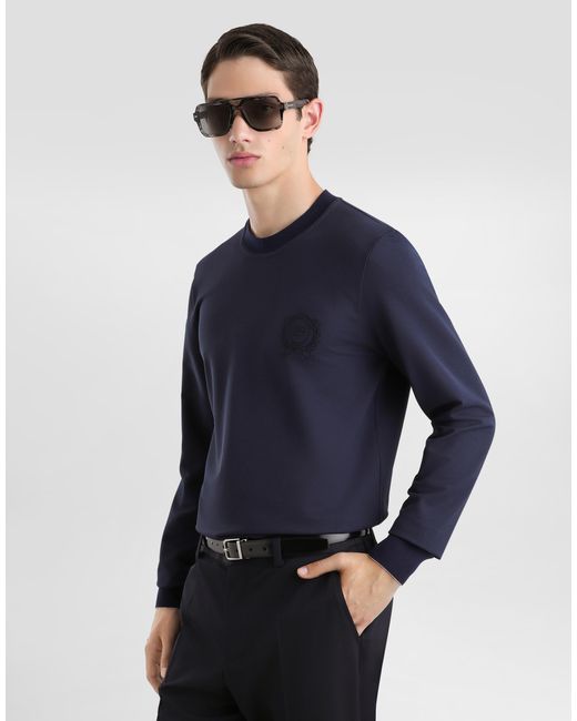Dolce & Gabbana Blue Technical Piqué T-Shirt for men