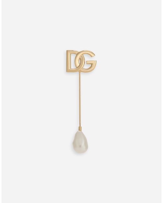 Dolce & Gabbana Dg Logo Lapel Pin in White for Men