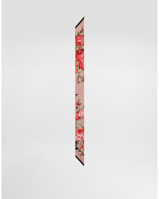 Dolce & Gabbana White Rose Bouquet-Print Silk Twill Bandeau 6X100