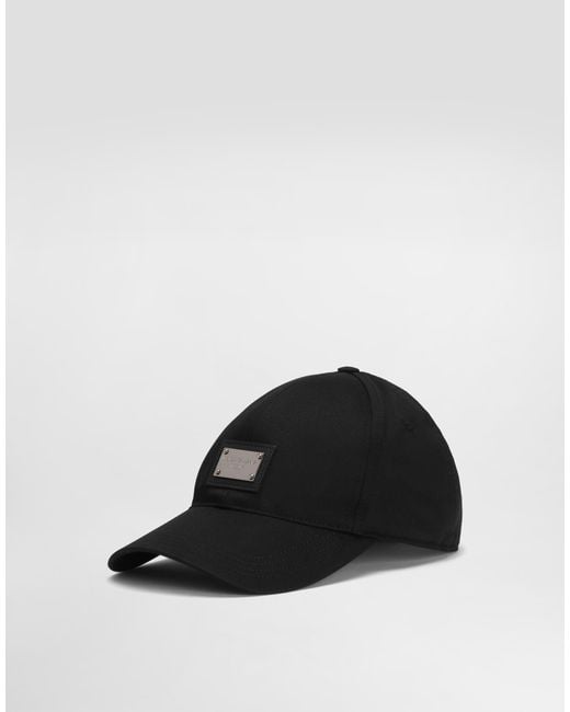 Dolce & Gabbana Black Logo Plaque Cotton Stretch Baseball Cap