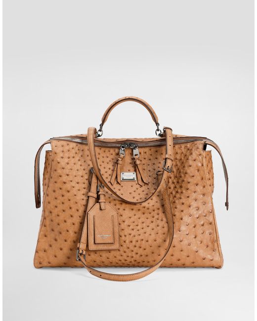 Dolce & Gabbana Brown Vittoria Ostrich Leather Handbag for men