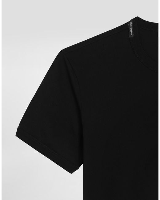 Dolce & Gabbana Black Cotton T-Shirt With Patch for men