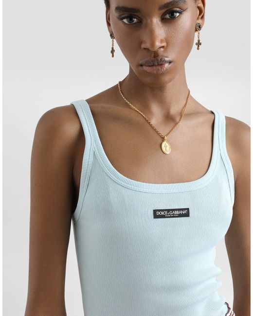 Dolce & Gabbana レディース ブルー Ribbed Tank Top