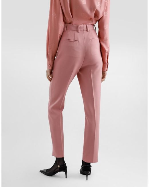 Dolce & Gabbana Pink Tailored Double Wool Crepe Pants
