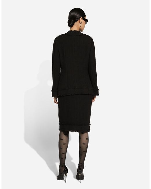 Dolce & Gabbana Black Single-Breasted Tweed Jacket