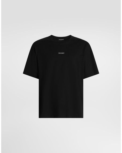 Dolce & Gabbana Black Cotton T-Shirt for men