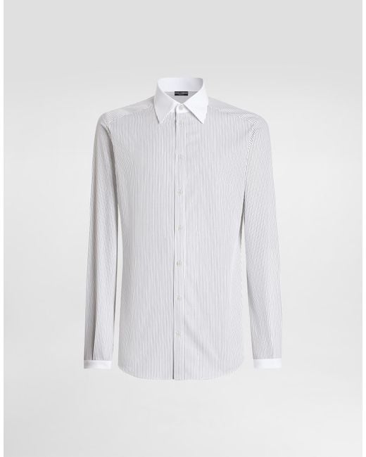 Dolce & Gabbana Hemd Martini Aus Gestreiftem Popeline in White für Herren