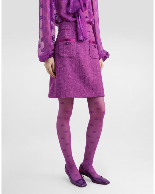 Dolce & Gabbana Rachel Tweed Skirt Purple