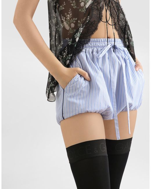 Dolce & Gabbana Blue Striped Poplin Culottes