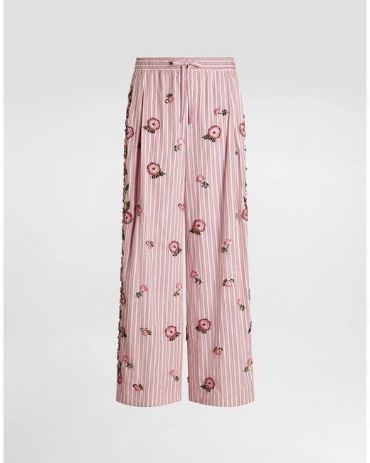 Dolce & Gabbana Pink Vanity Trousers With Embroidery for men