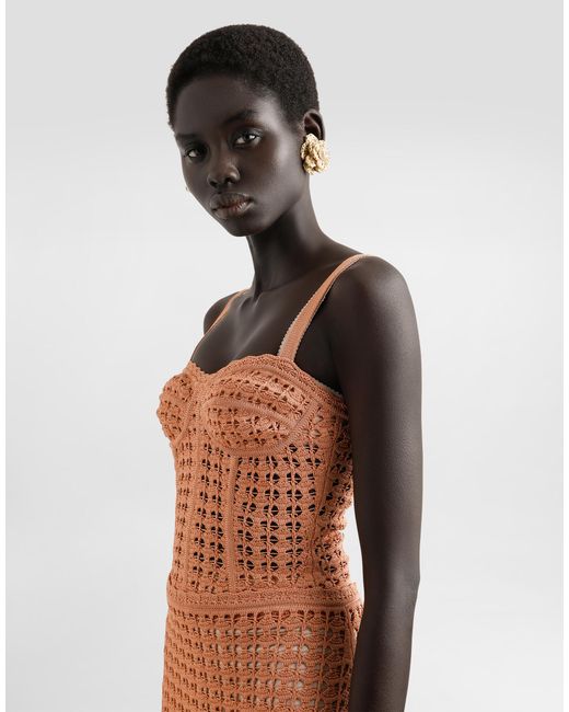 Top Corsetero Sin Mangas De Viscosa Dolce & Gabbana de color Brown