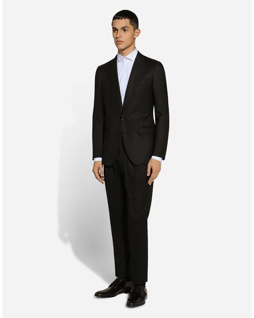 Dolce & Gabbana Black Single-Breasted Flannel Taormina-Fit Jacket for men