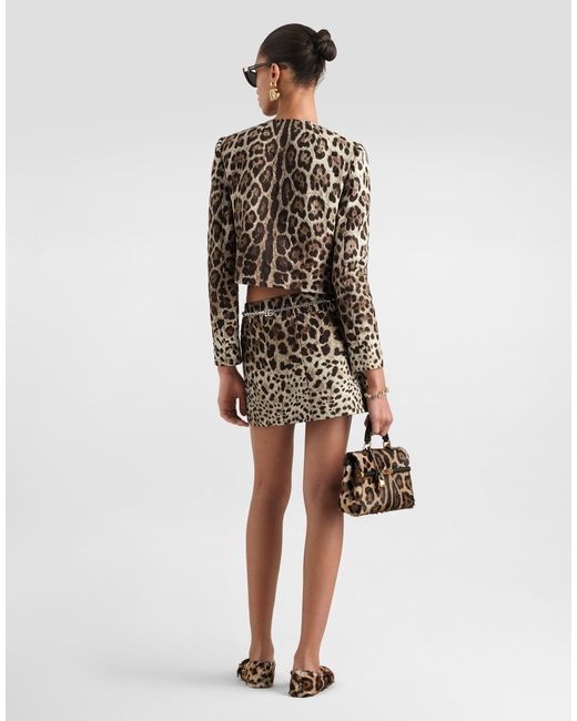 Dolce & Gabbana Natural Leo- Brocade Mini Skirt
