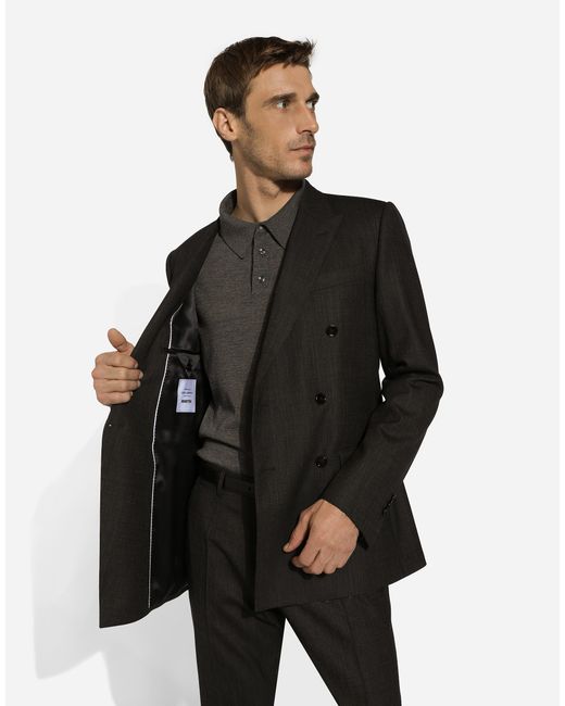 Dolce & Gabbana Black Double-Breasted Martini-Fit Suit for men