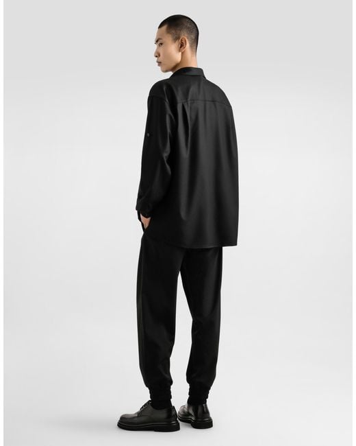 Dolce & Gabbana Black Oversized Flannel Shirt for men