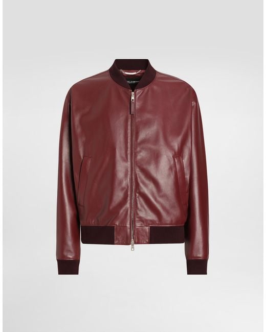 Dolce & Gabbana Red Sheepskin Bomber Jacket for men