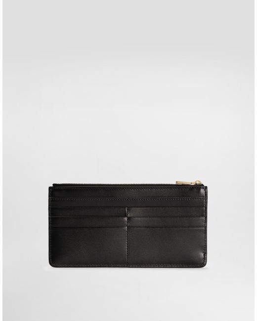 Dolce & Gabbana Black Großes Kartenetui Aus Kalbsleder Mit Dg-Logo