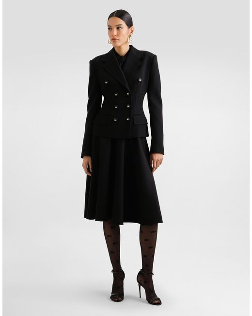 Dolce & Gabbana Black Wool Midi Skirt