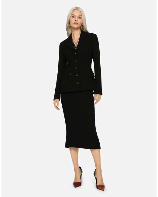 Dolce & Gabbana Black Wool Pencil Skirt