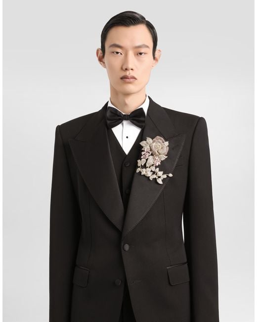 Dolce & Gabbana Black Single-Breastedwool And Silk Blend Jacket for men