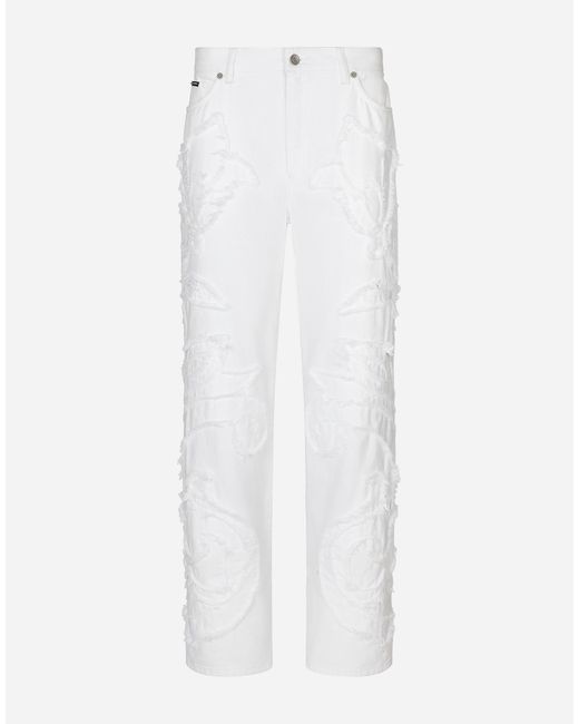Dolce & Gabbana White Jeans With Stitching