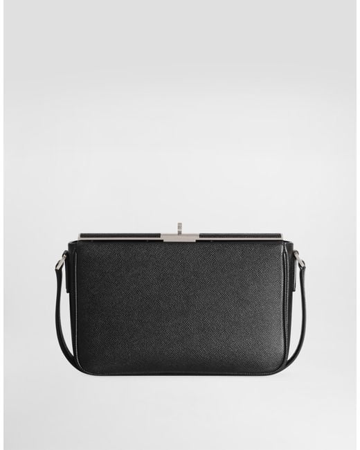 Dolce & Gabbana Black Marlene Alpine Calfskin Crossbody Bag for men