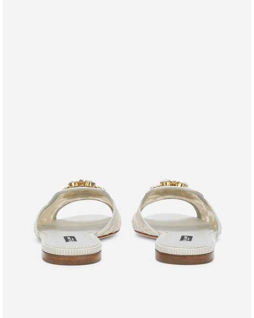 Dolce & Gabbana レインボー スライドシューズ レース ブローチ Natural